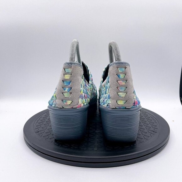 Bernie Mev 41 Blue Multi Woven Wedge Heel HALLE Mary Jane Shoe EUC! Slip On 10 - Picture 3 of 9